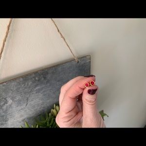 Monica Vinader Mini Siren pink quarts studs